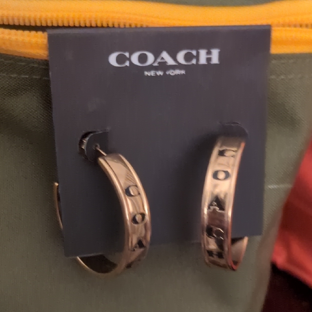 Coach Metallic Logo Hoop Earrings